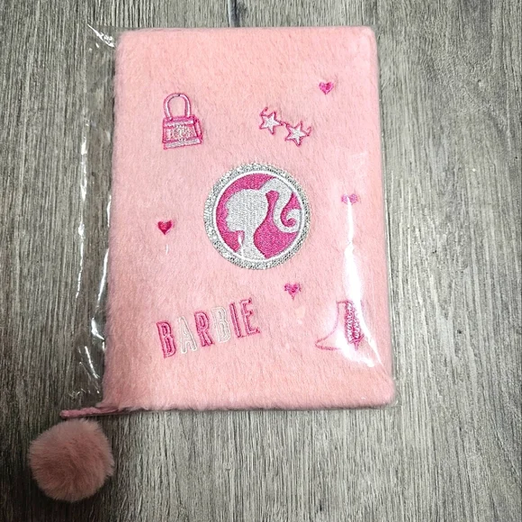 Barbie Plush Faux Pink Hardcover Embossed Journal Notebook by Mattel - Picture 4 of 7